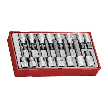 Teng Tools TTHEX16 - 16 Piece 1/2" Drive Hex Bit Socket Set TTHEX16